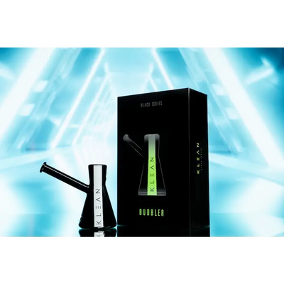 Black Glass Bubbler with Packaging from Klean Black Series Heavy Duty Glass Product