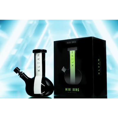 Black Glass Mini Bong with Packaging for Klean Premium Heavy Duty Glass Water Pipe