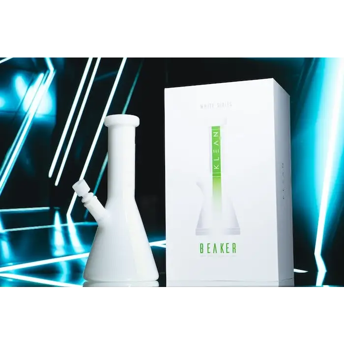 Klean White Series glass beaker bong from Klean Glass, heavy duty for connoisseurs