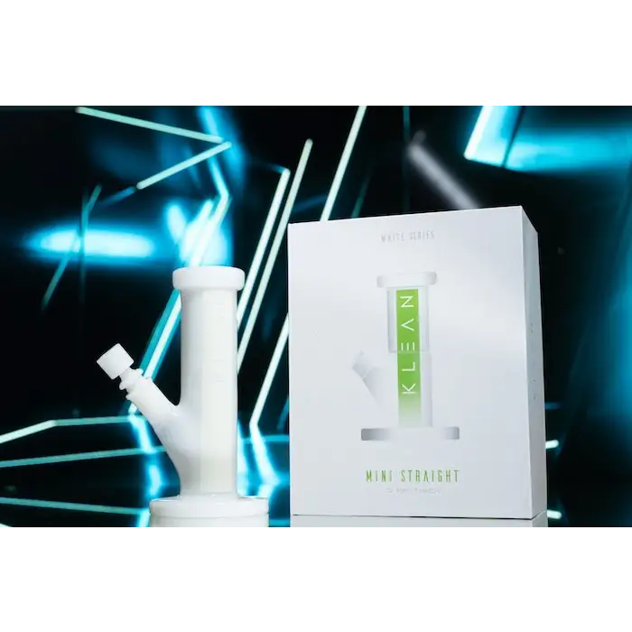 Klean White Series heavy duty white silicone bong and box for mini straight water pipe