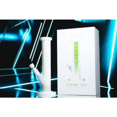 White silicone straight tube bong from Klean White Series Heavy Duty Glass collection