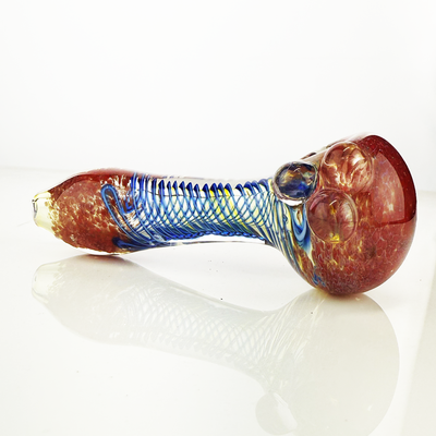 Frit Color Spiral Art Hand Pipe - 4.5 Inch