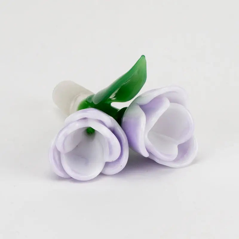 Lavender tulip bowl piece by Empire Glassworks with glass roses