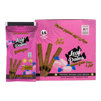Packaging For Leaf Palms Natural Bubble Gum Terpene-infused Slow Burn Leaf Wraps
