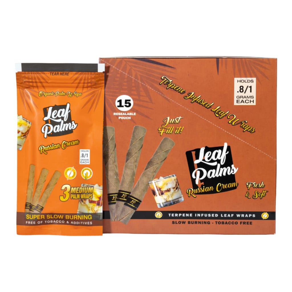 Leaf Palms Natural Pre-rolls: Slow Burn Russian Cream Leaf Wraps In Retail Packaging