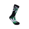 Leaf Republic socks: Black mid-calf with green and white marijuana leaf pattern