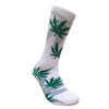 Leaf Republic Socks - White Mid-calf with Green Marijuana Leaf Pattern