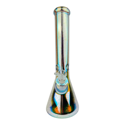Iridescent 14-inch Led Chrome Glass Water Pipe with quartz bowl