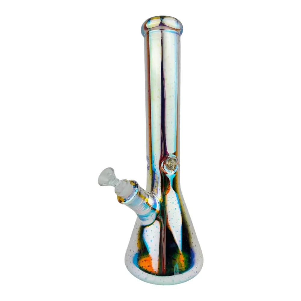 14 inch Led Chrome Glass Water Pipe iridescent tall bong