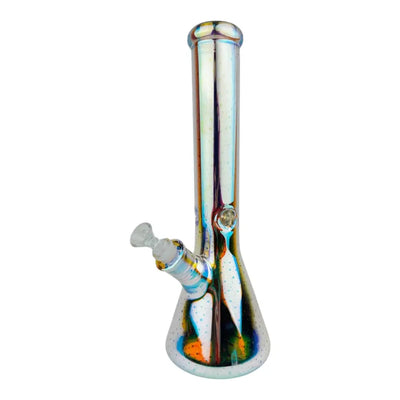 14 inch Led Chrome Glass Water Pipe iridescent tall bong