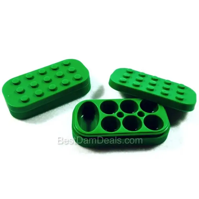 Green lego-style silicone container for dabbers dream with compartments