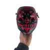 Black plated gas mask bong with silicone mask and glowing red LED-like creepy face