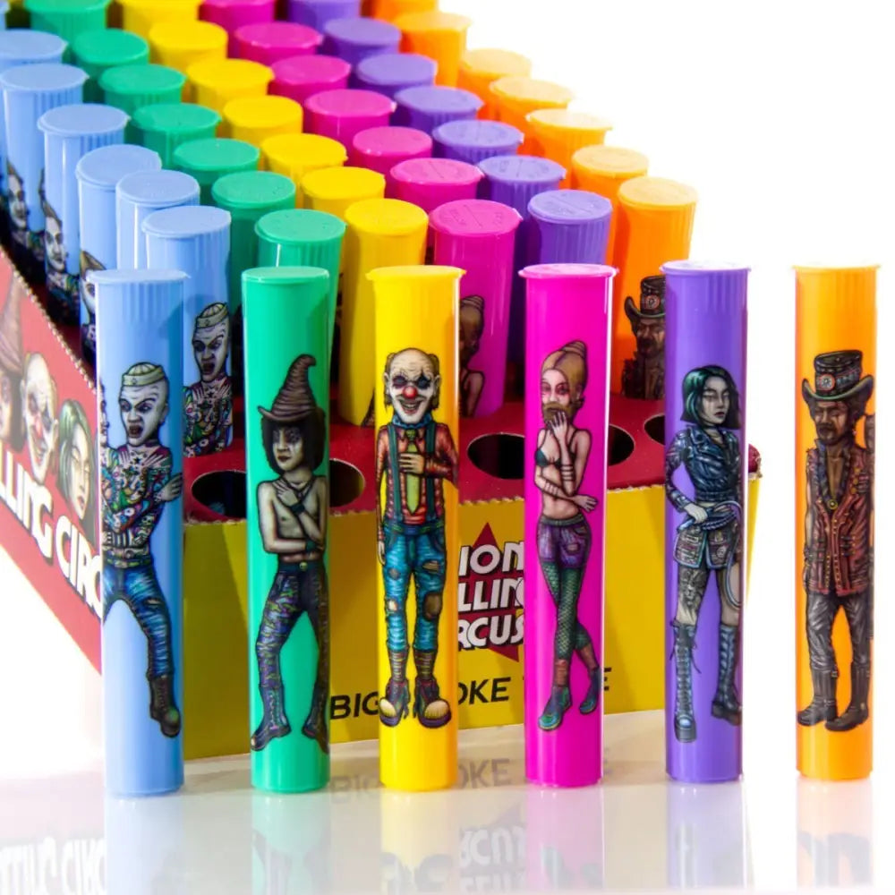 Colorful highlighter markers featuring cartoon designs on King Size Blunt Holder
