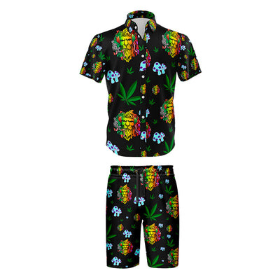 Lion Motif Black Shirt and Short Apparel Set