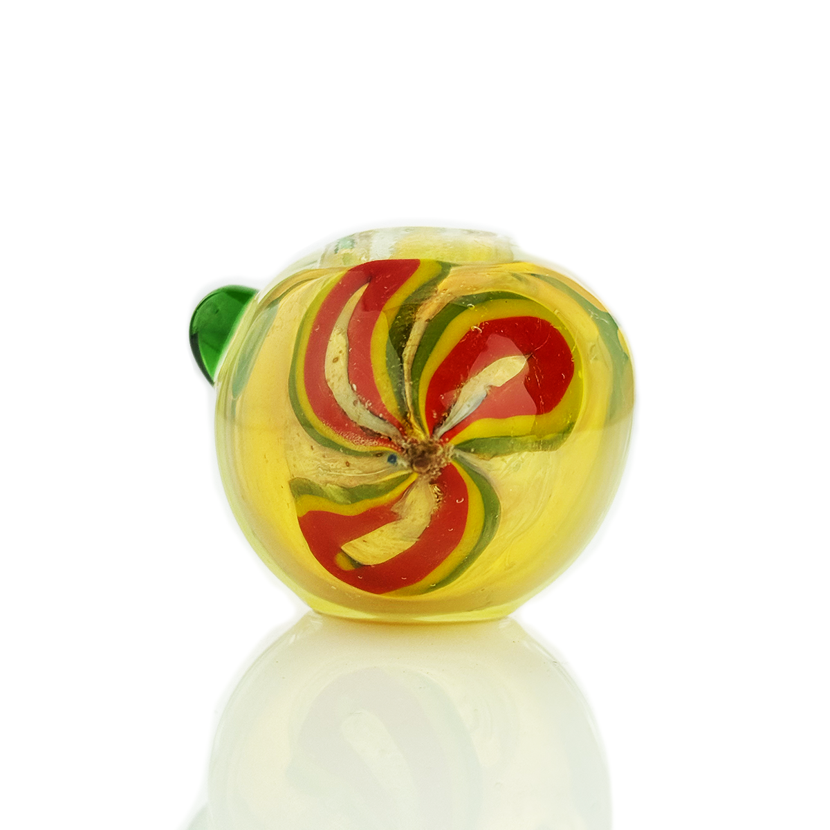 Artisan Silver Fume Spoon Pipe with Rasta Accents