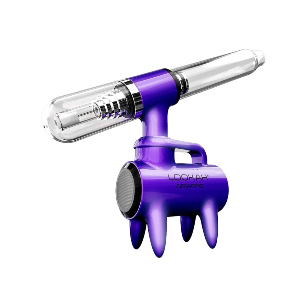 Futuristic purple electric dab straw with transparent attachment - Lookah Giraffe Nectar