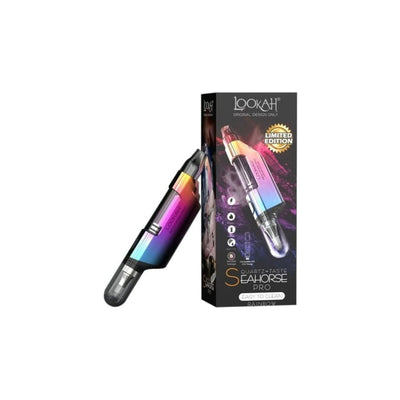 Colorful Lookah Seahorse Pro Wax Pen with Quartz Coil and product packaging