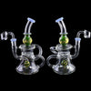 Lookah Biigo glass water pipes with curved necks and green accents on display