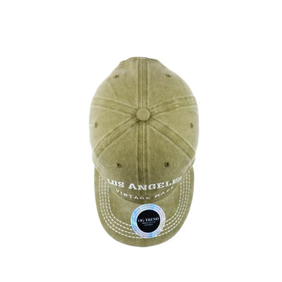 Khaki Los Angeles Original Cotton Buckle Hat with embroidered Los Angeles text for style