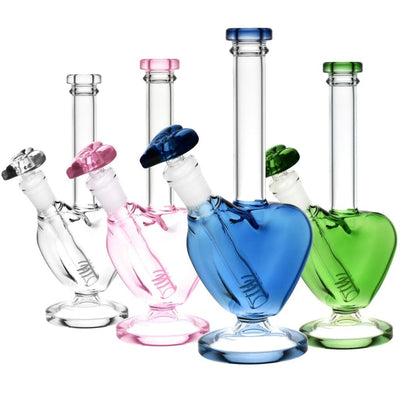 Heart-shaped durable borosilicate glass water pipes with 19mm downstem diffuser