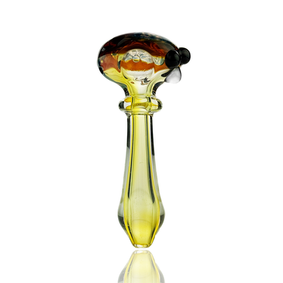 Silver Fume Art Glass Hand Pipe with Black Frit