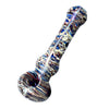 Marbled Multicolor Spoon Pipe Displaying Vibrant Blue, White, And Red Patterns