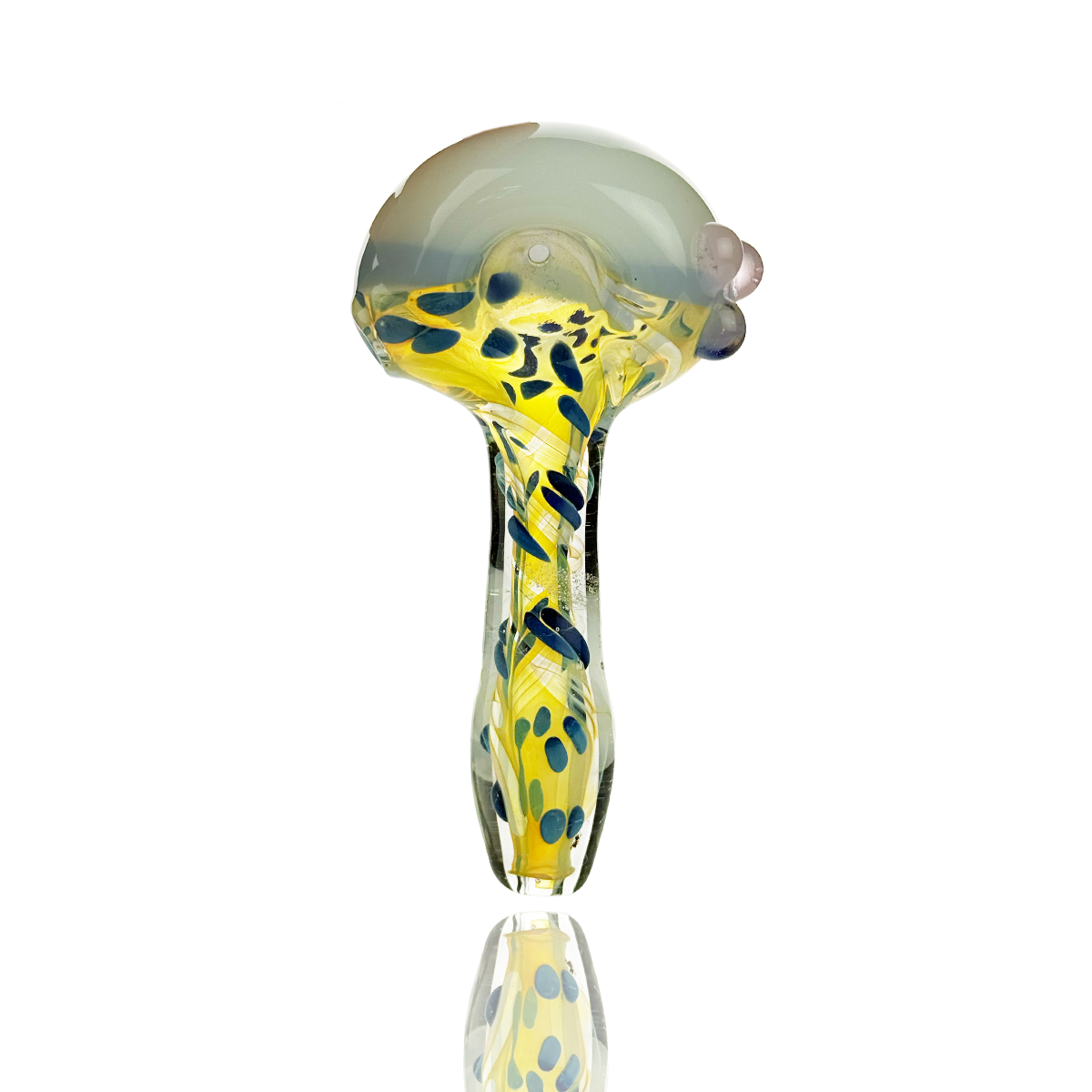 Artisan Silver Fume Glass Swirl Hand Pipe