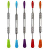 Set of colorful double-ended cuticle pushers on a Metal Silver Dabber with Silicone Cap