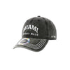 Weathered black Miami Original Cotton Buckle Hat with vintage embroidered design