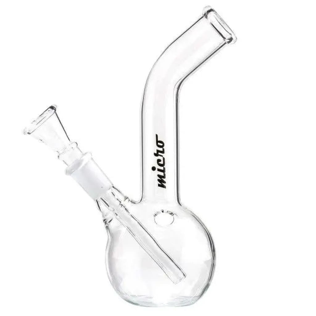Compact Glass Water Pipe with Angled Mouthpiece for Smooth