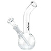 Compact glass water pipe with carb hole and angled mouthpiece for optimal use