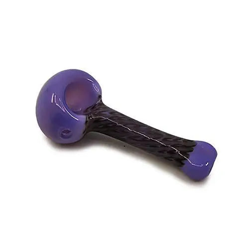 Mini 3 inch purple glass hand pipe by Leaf with black stem