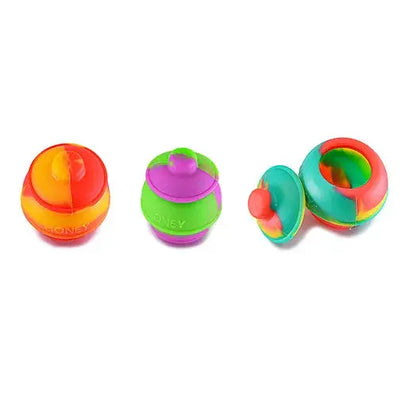 Vibrant mini honey pot silicone container with colorful segmented jars and lids