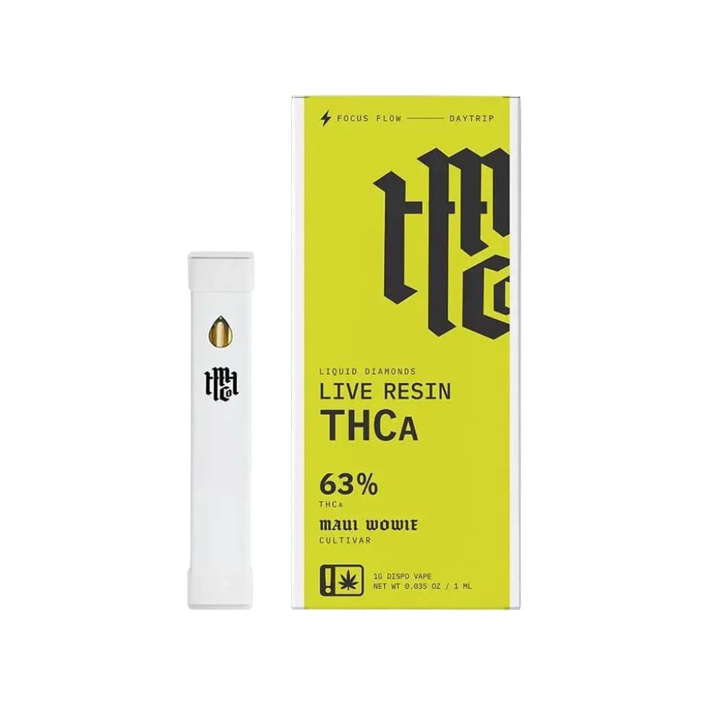 THCa Disposable Vape 1g Full-Spectrum Live Resin - Cannabis Vape Cartridge and Packaging