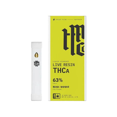 THCa Disposable Vape 1g Full-Spectrum Live Resin - Cannabis Vape Cartridge and Packaging