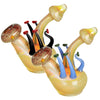 Mushroom glass bubbler with sturdy borosilicate glass in colorful, abstract designs