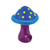 Mini ceramic mushroom pipe with blue spotted cap and purple stem - 3.5dry hitting