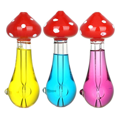 Mushroom Mojo Glycerin Hand Pipe - 4.25’ / Colors Vary On