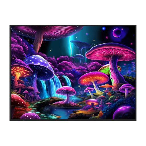 Mushroom World Black Light Reactive Wall Tapestry