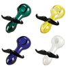 Mustache Spoon Pipe - Borosilicate Glass Hand Pipe with colorful mustache decorations