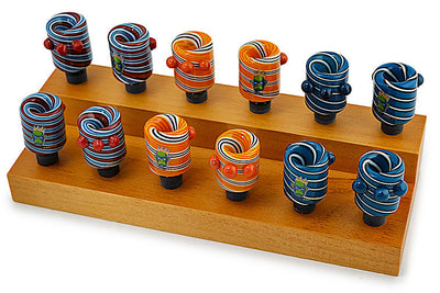 Crafted Wooden Display Stand for 12 Herbal Bowls