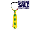 Necktie - Marijuana Leaves Repeat Rasta On Red Gold