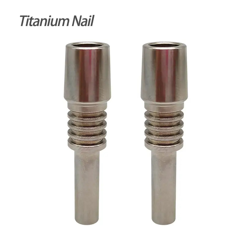 Two titanium nectar collector nails for Waxmaid dab smoking and silicone collector tips