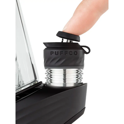 Black Puffco Peak Pro vaporizer with textured grip, adjustable airflow, 3DXL chamber, and joystick cap