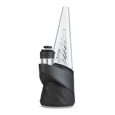 Black and white Puffco Peak Pro dabbing device with 3DXL chamber and joystick cap