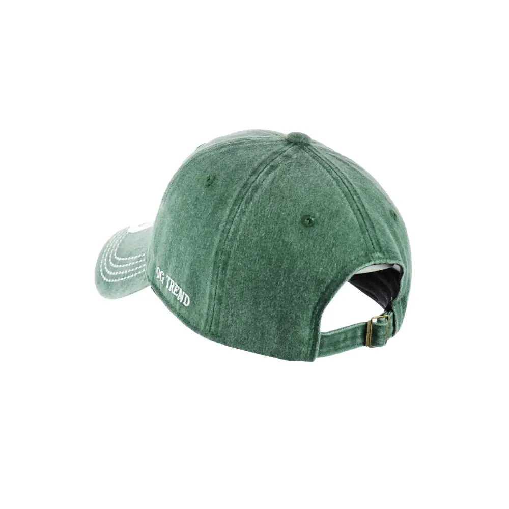 Green washed cotton baseball cap with adjustable strap, New York Original Cotton Buckle Dad Hat