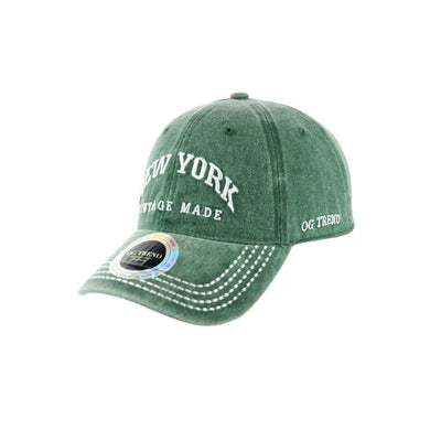 Green vintage-style New York Original Cotton Buckle Dad Hat with embroidered text