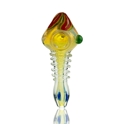 Artisan Silver Fume Spoon Pipe with Rasta Accents