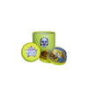 Nuevo grinder: Neon green herb grinder with clown face and ’Lion Rolling Circus’ logo