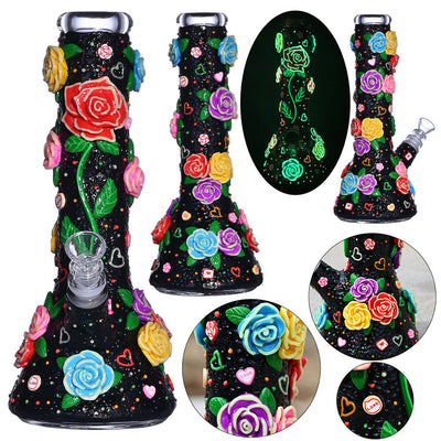 10-Inch Rose Beaker Water Pipe with 3D Glow Design